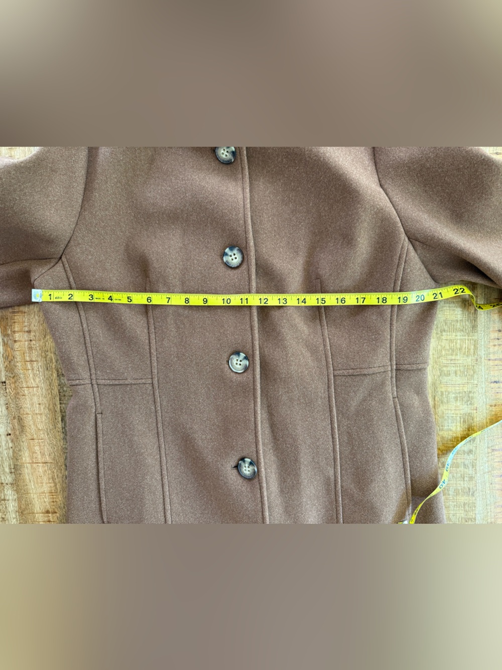 Calvin Klein Camel Brown Wool Blend Stand Collar Mid Length Coat NWOT Sz Large - Picture 6 of 15